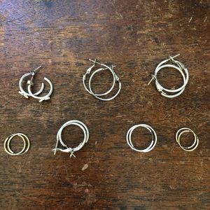 Small silver and gold hoop set